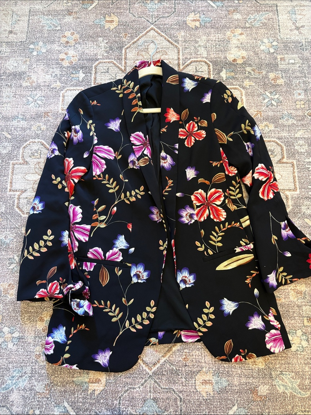 Who What Wear Floral Black Women's Blazer Jacket